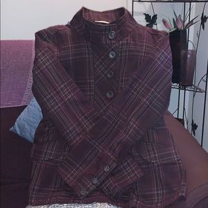 DKNY JEANS plaid coat size: Medium color:burgundy